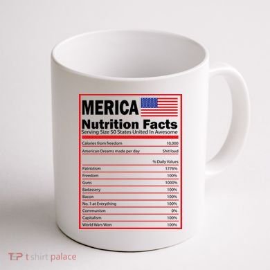 Merica Nutrition Facts Coffee Mug back