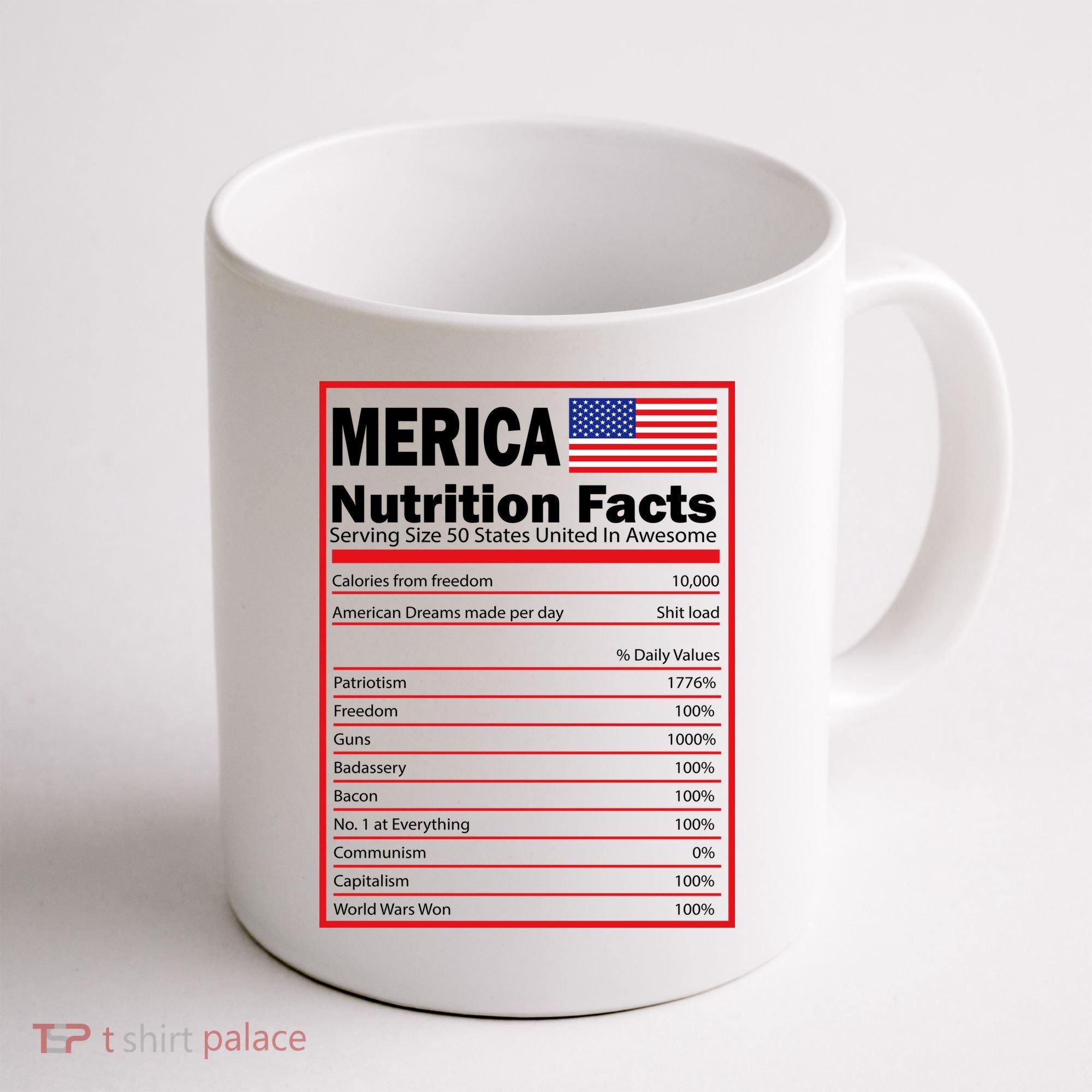 Merica Nutrition Facts Coffee Mug