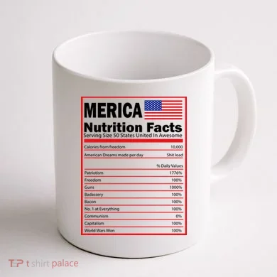Merica Nutrition Facts Coffee Mug back