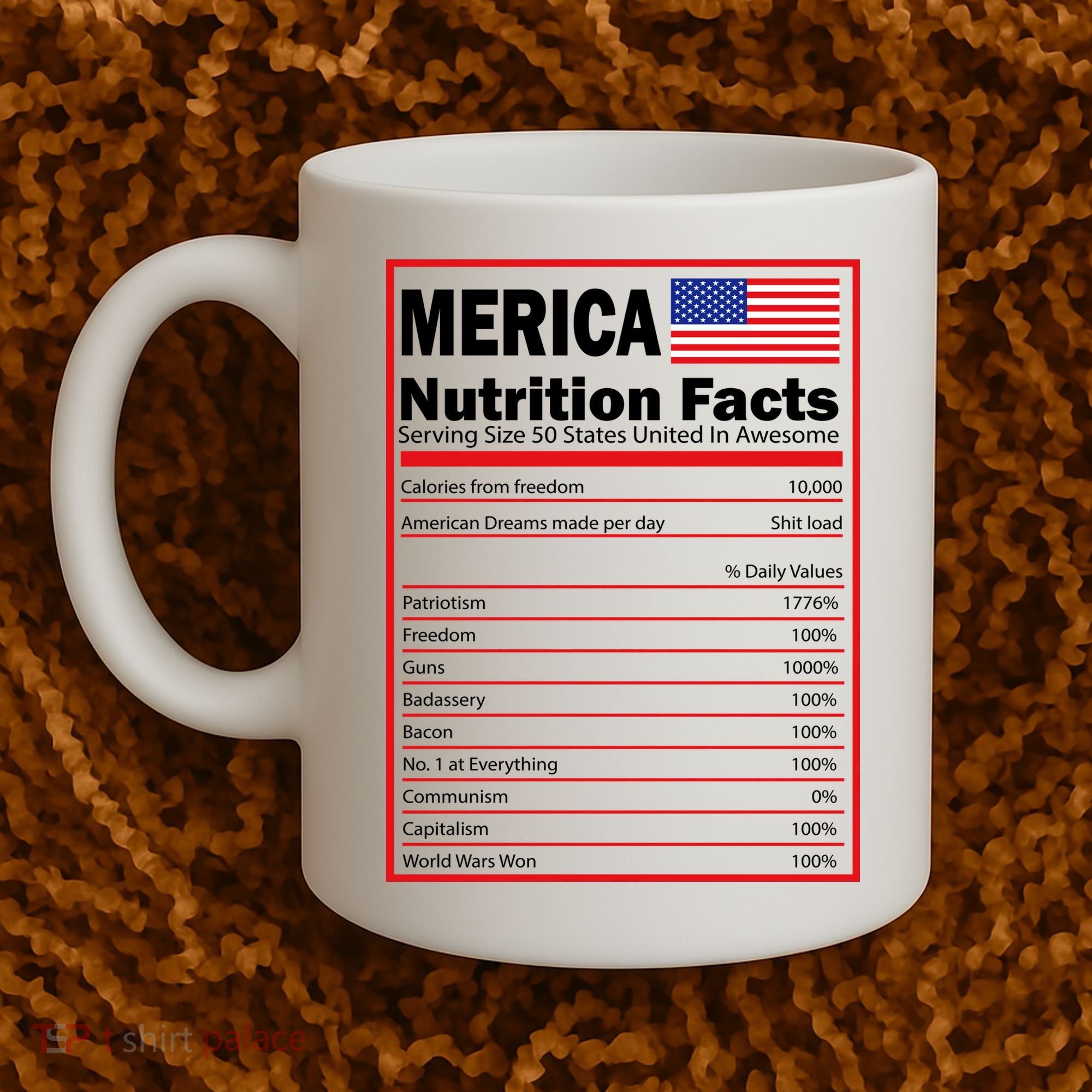 Merica Nutrition Facts Coffee Mug