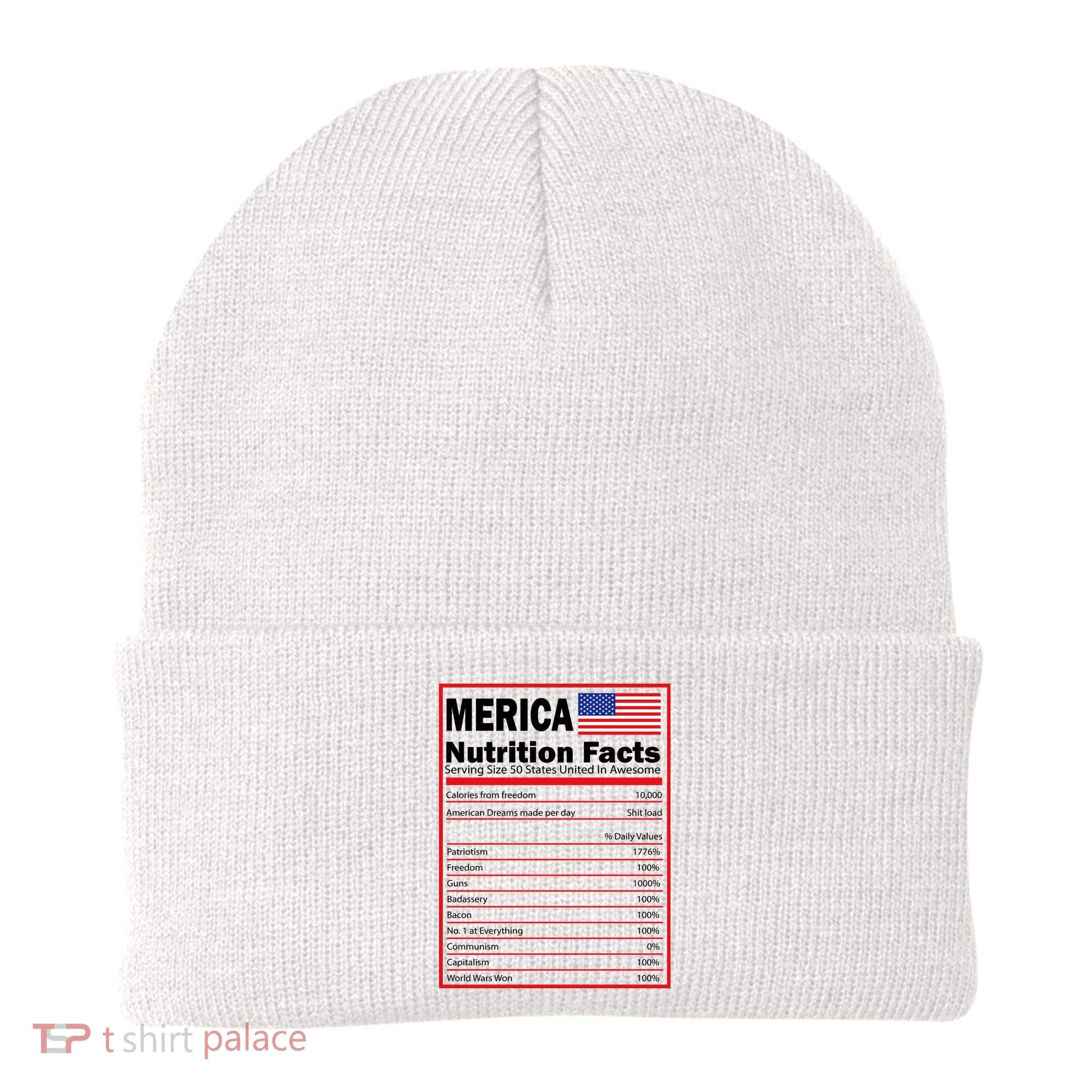Merica Nutrition Facts Beanie