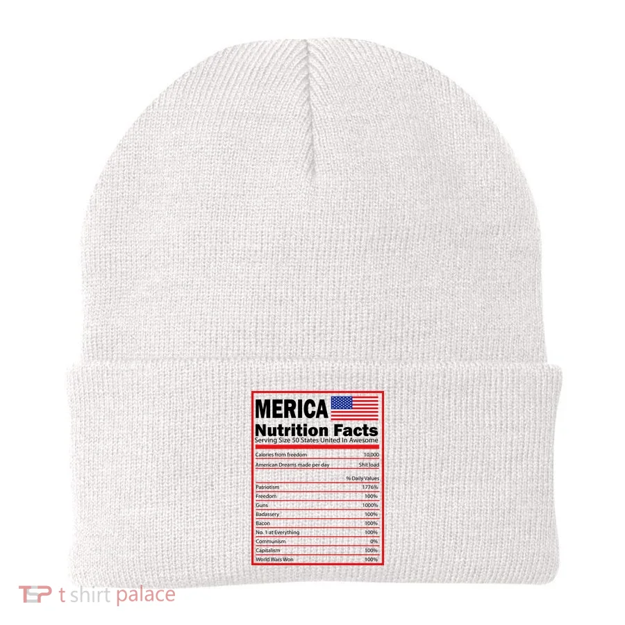 Merica Nutrition Facts Beanie