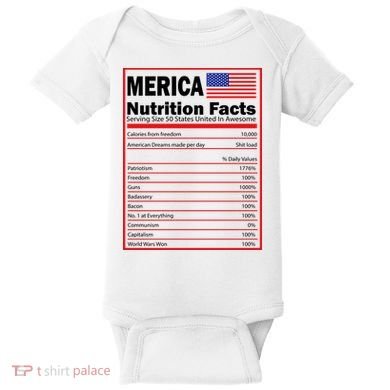 Merica Nutrition Facts Baby Bodysuit