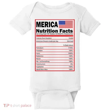 Merica Nutrition Facts Baby Bodysuit