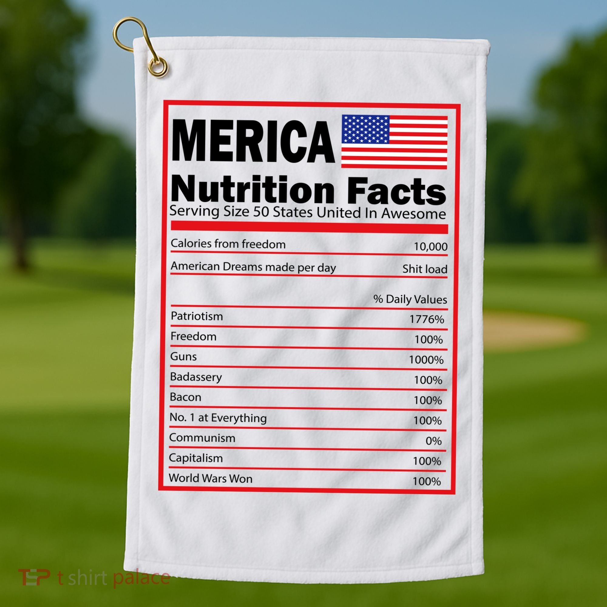 Merica Nutrition Facts Golf Towel