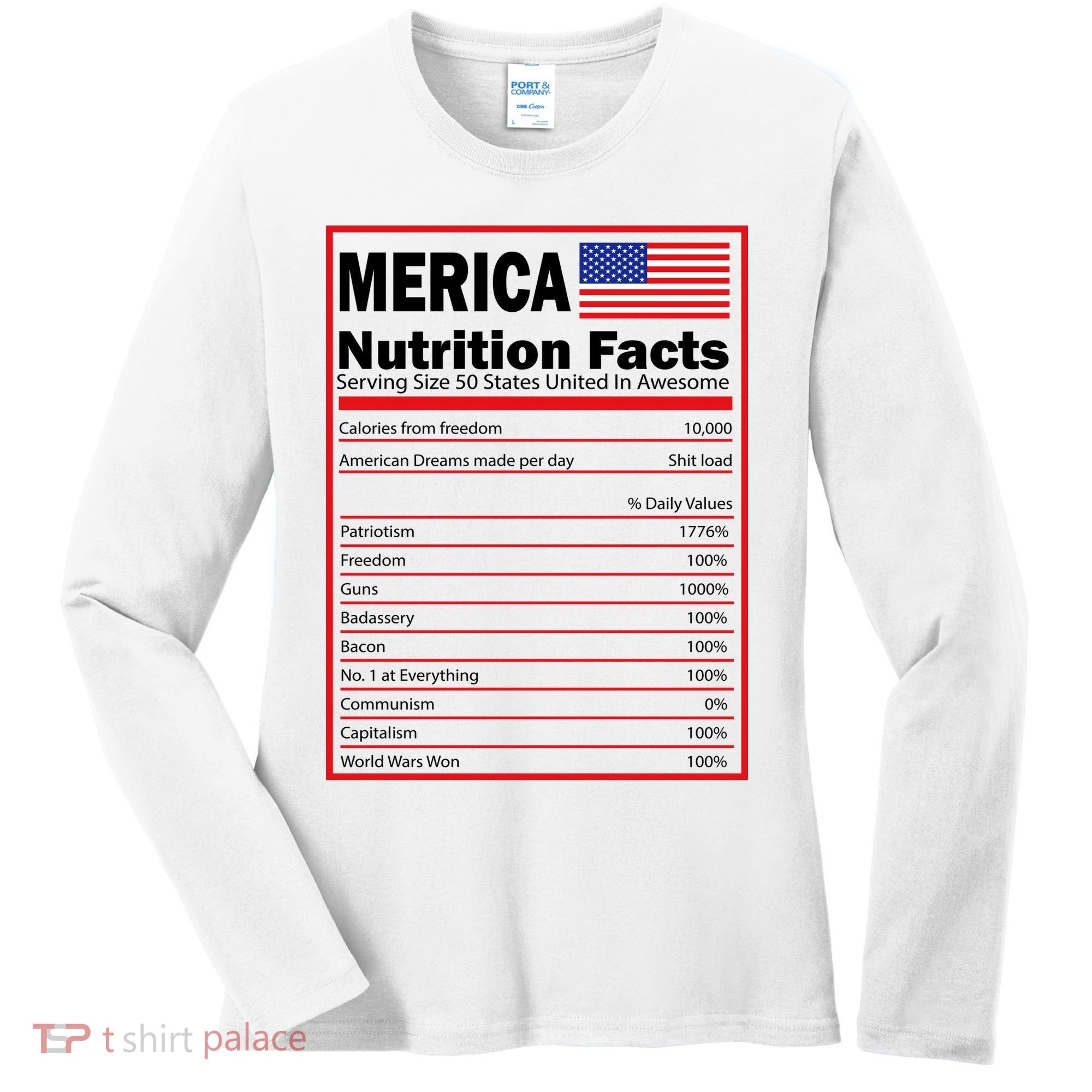 Merica Nutrition Facts Women's Long Sleeve Shirt