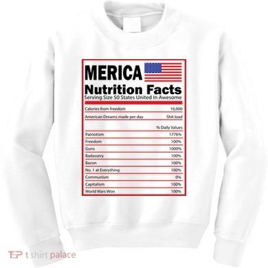 Merica Nutrition Facts Kids Sweatshirt