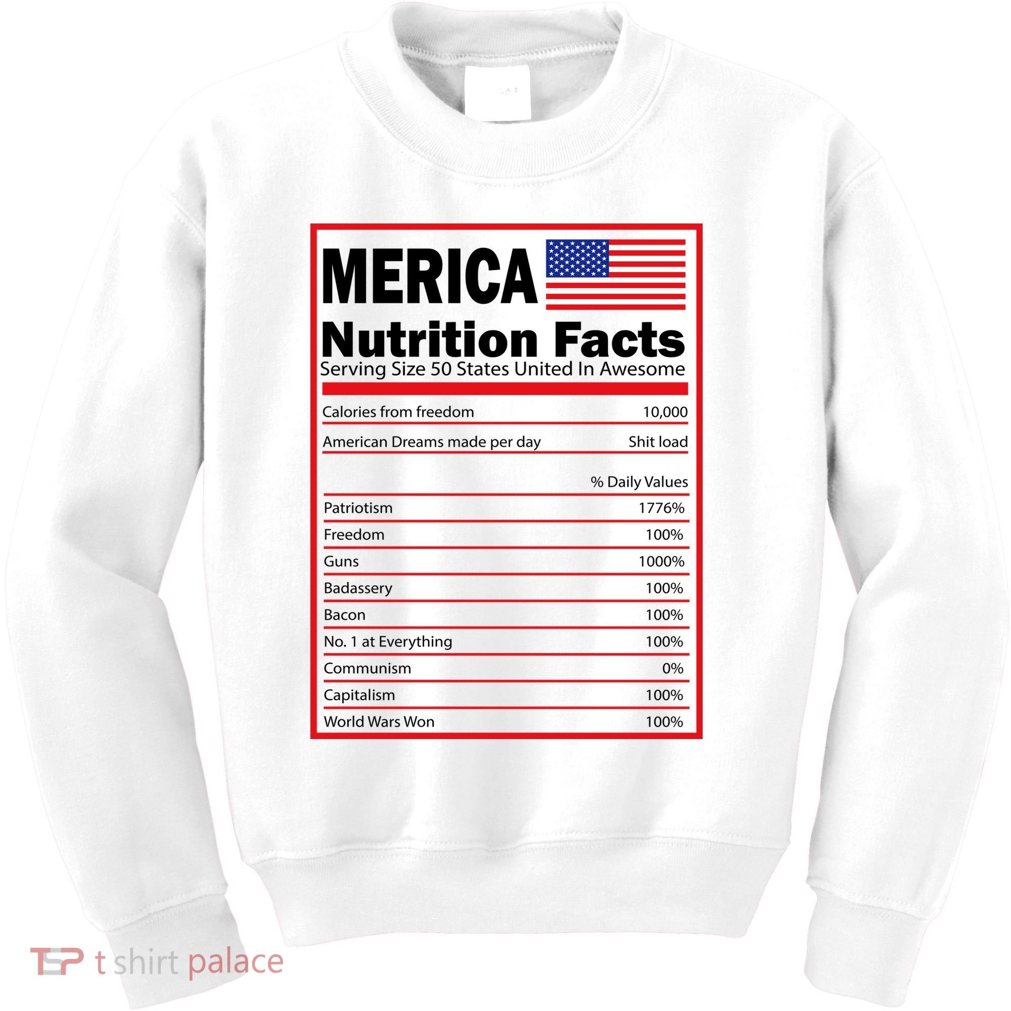 Merica Nutrition Facts Kids Sweatshirt