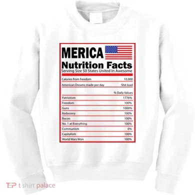 Merica Nutrition Facts Kids Sweatshirt