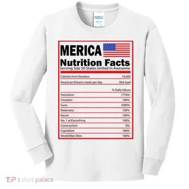Merica Nutrition Facts Kids Long Sleeve Shirt