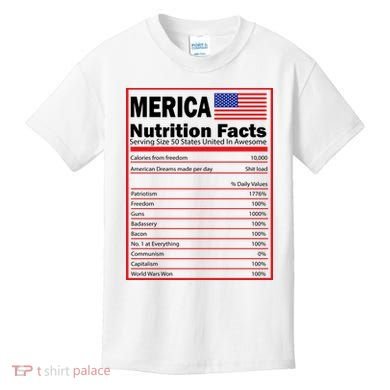 Merica Nutrition Facts Kids T-Shirt