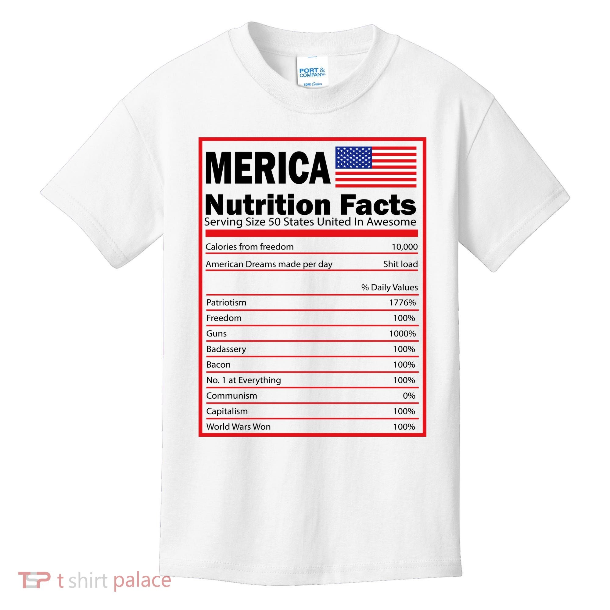 Merica Nutrition Facts Kids T-Shirt