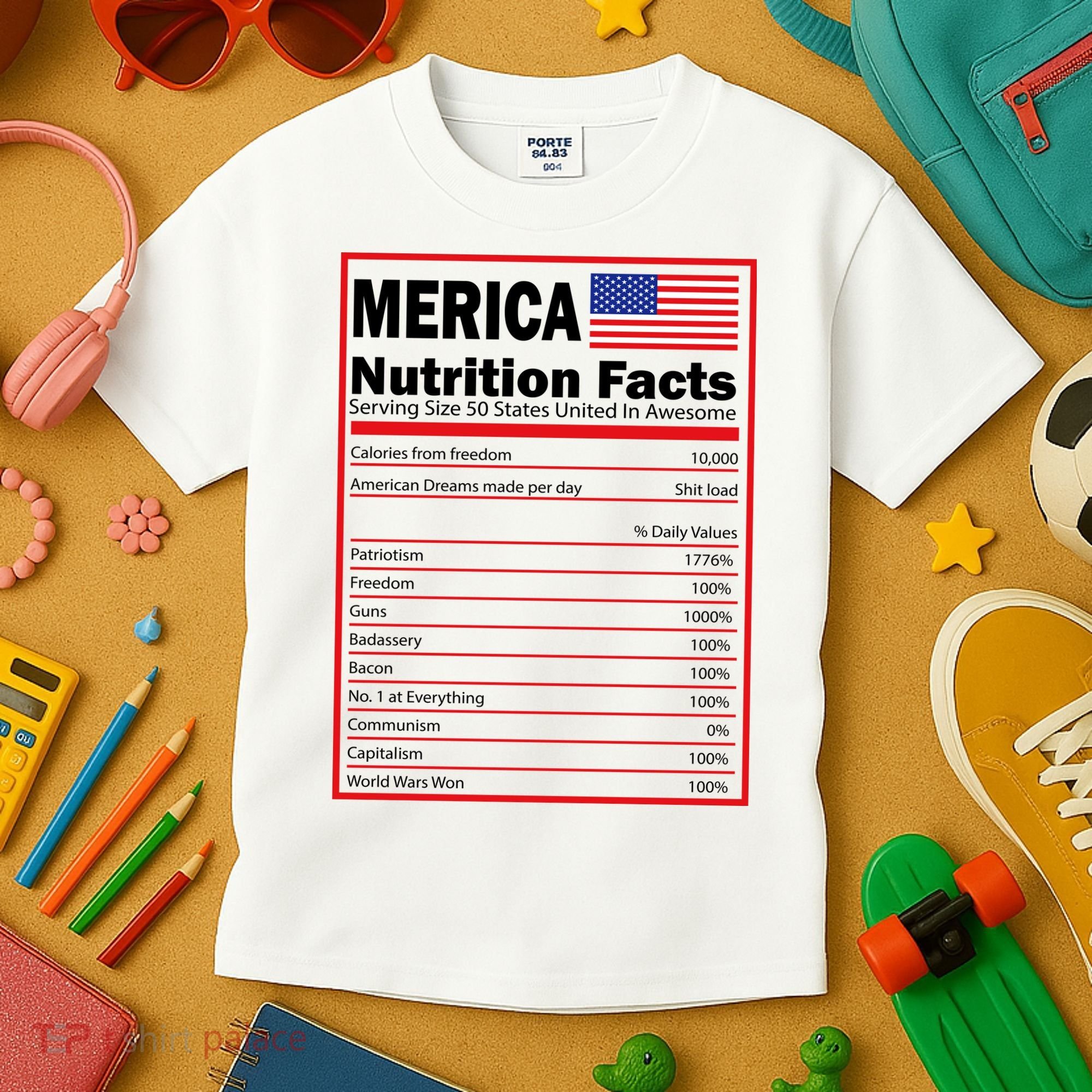 Merica Nutrition Facts Kids T-Shirt