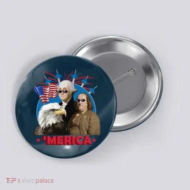 Merica Patriotic Party Button