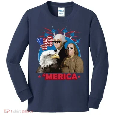 Merica Patriotic Party Kids Long Sleeve Shirt