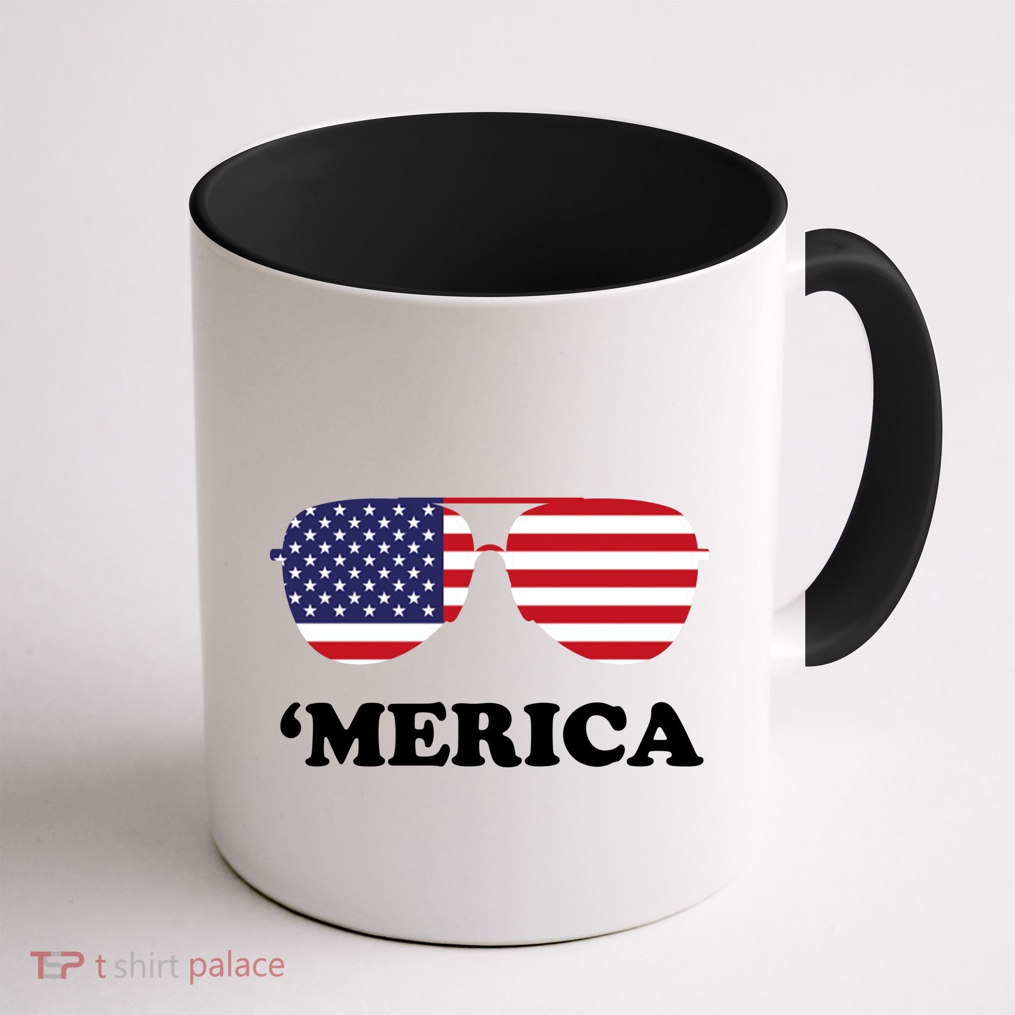 Merica Sun Glasses Shades USA Flag Coffee Mug
