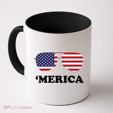 Merica Sun Glasses Shades USA Flag Coffee Mug
