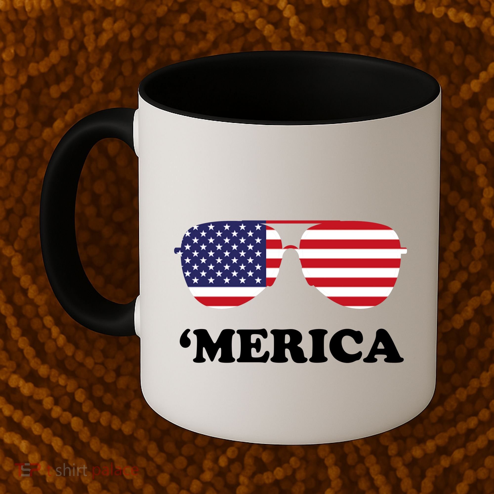 Merica Sun Glasses Shades USA Flag Coffee Mug