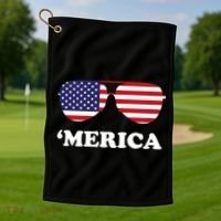 Merica Sun Glasses Shades USA Flag Golf Towel thumb 1