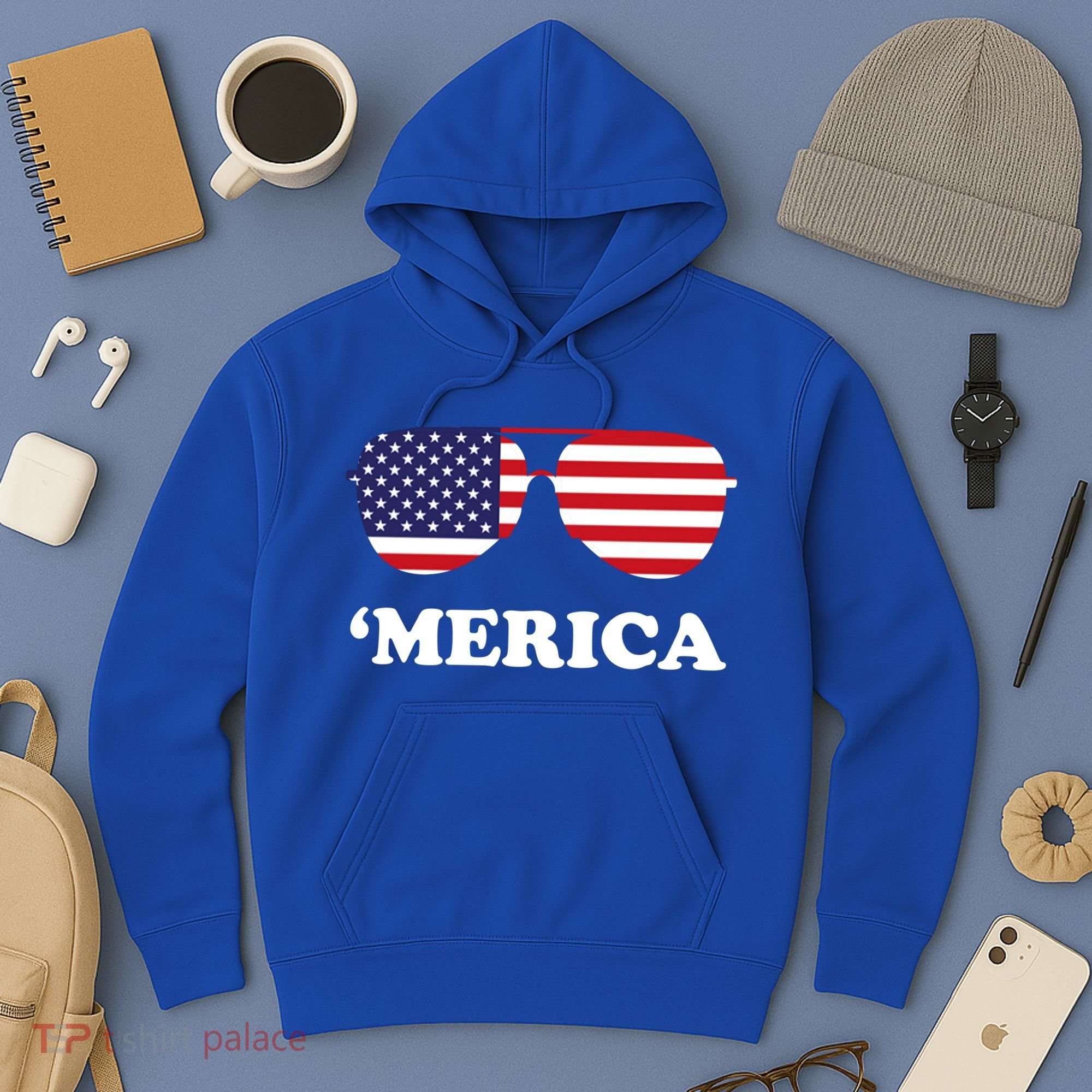 Merica Sun Glasses Shades USA Flag Hoodie