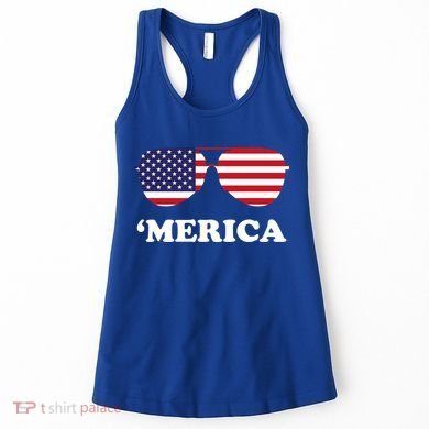 Merica Sun Glasses Shades USA Flag Women's Tank Top