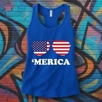 Merica Sun Glasses Shades USA Flag Women's Tank Top thumb 3