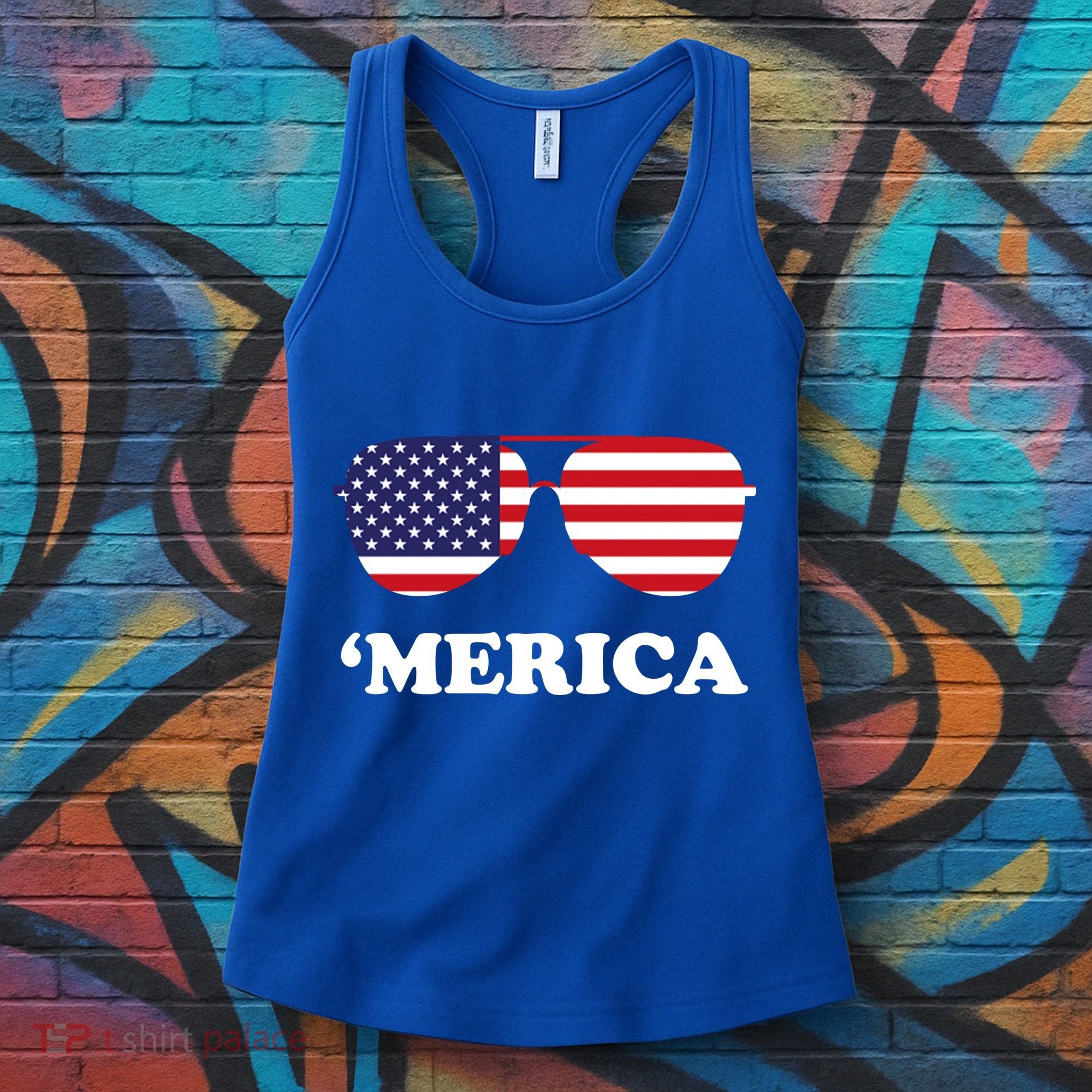 Merica Sun Glasses Shades USA Flag Women's Tank Top