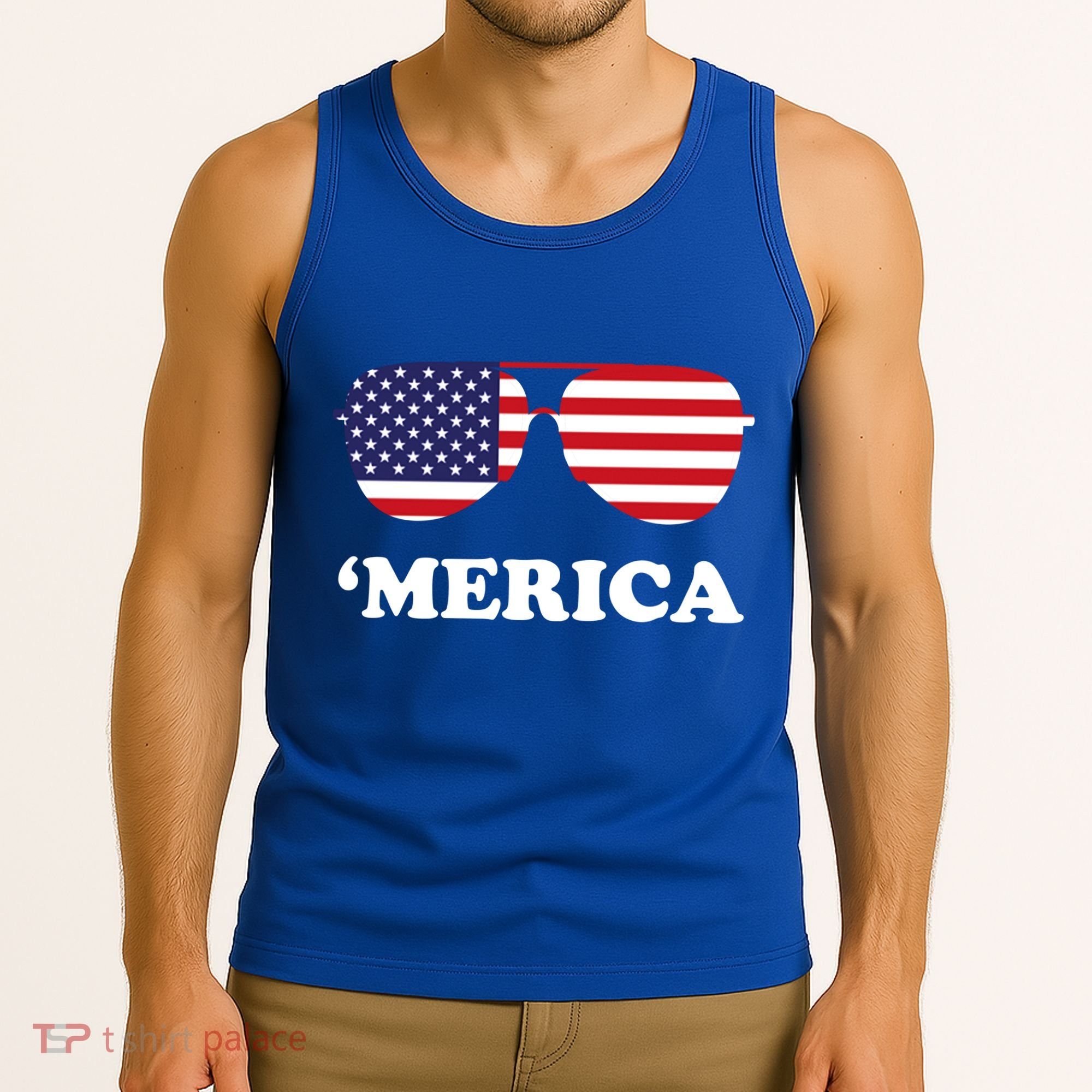 Merica Sun Glasses Shades USA Flag Tank Top