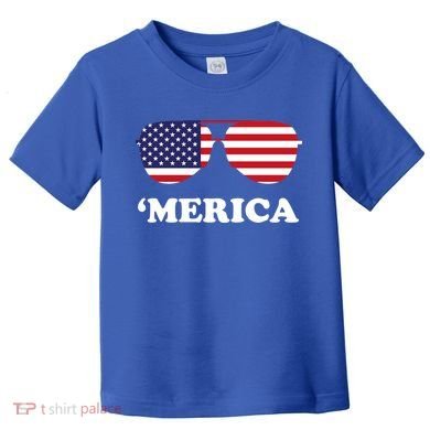 Merica Sun Glasses Shades USA Flag Toddler T-Shirt