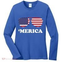 Merica Sun Glasses Shades USA Flag Women's Long Sleeve Shirt thumb 0