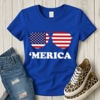 Merica Sun Glasses Shades USA Flag Women's T-Shirt thumb 3