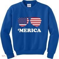 Merica Sun Glasses Shades USA Flag Kids Sweatshirt thumb 0