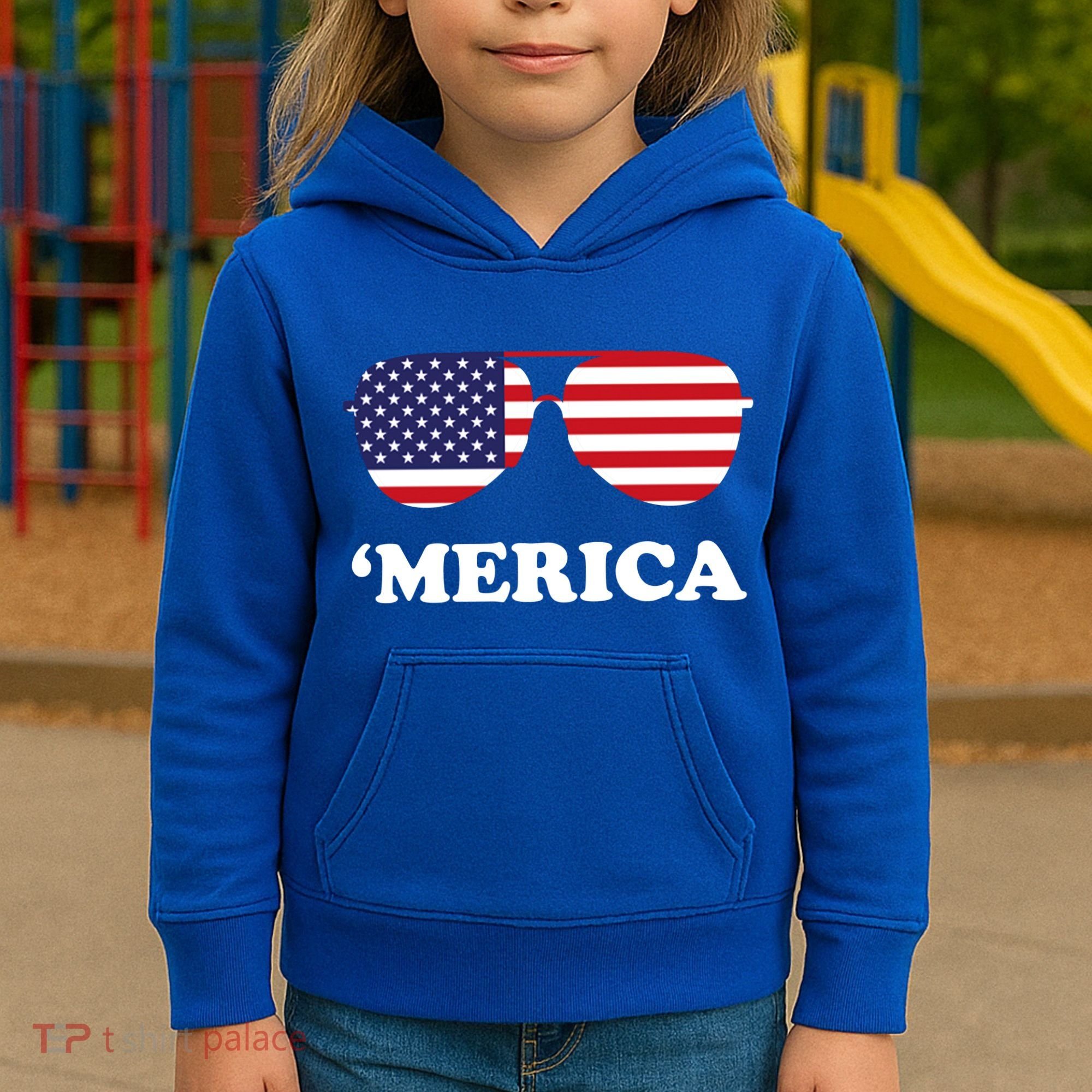 Merica Sun Glasses Shades USA Flag Kids Hoodie