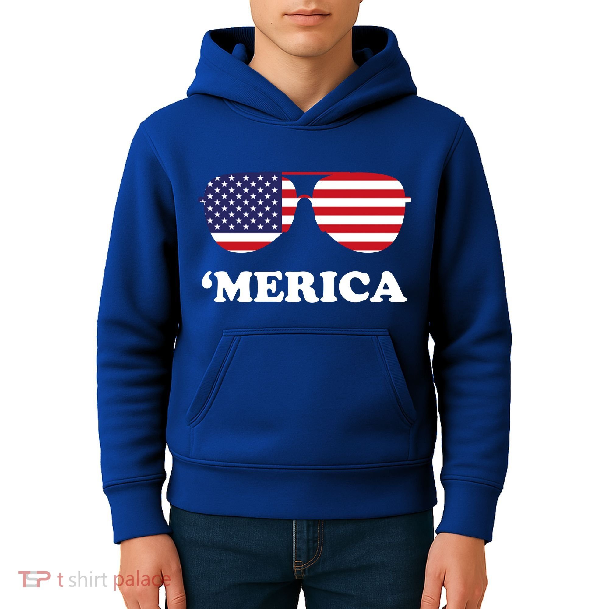 Merica Sun Glasses Shades USA Flag Kids Hoodie