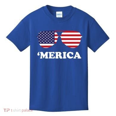 Merica Sun Glasses Shades USA Flag Kids T-Shirt