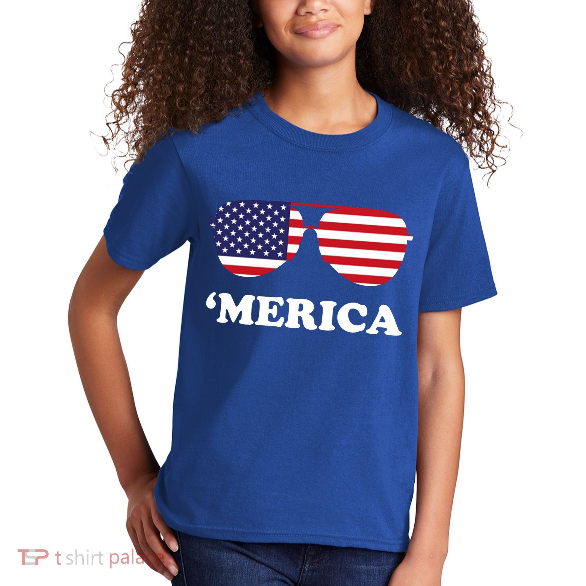 Merica Sun Glasses Shades USA Flag Kids T-Shirt