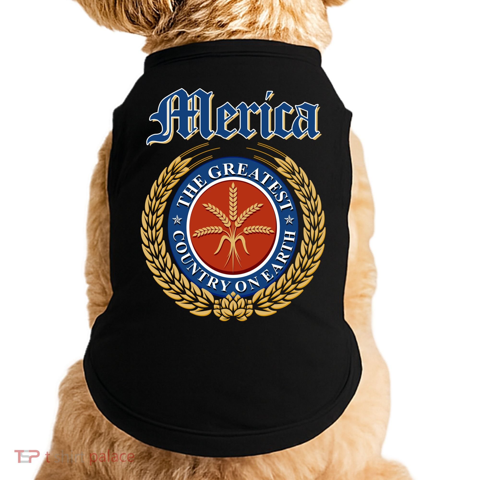 Merica The Greatest Country On Earth Beer Label  Doggie Tank