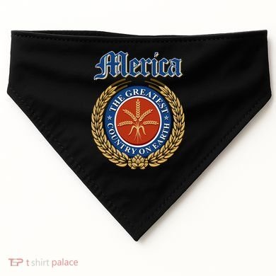 Merica The Greatest Country On Earth Beer Label  USA-Made Doggie Bandana