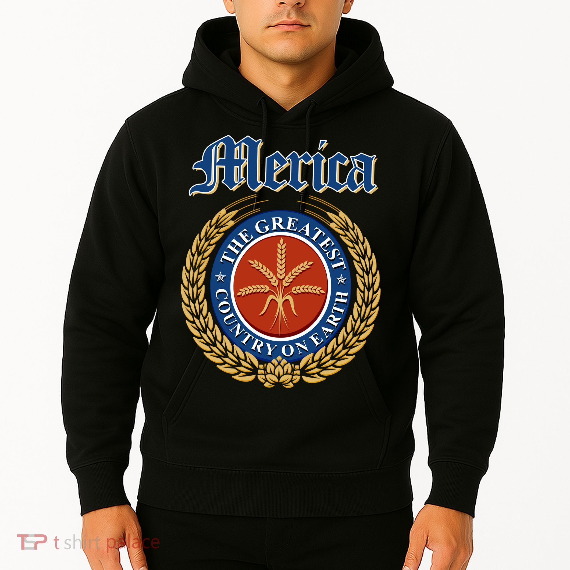 Merica The Greatest Country On Earth Beer Label  Hoodie