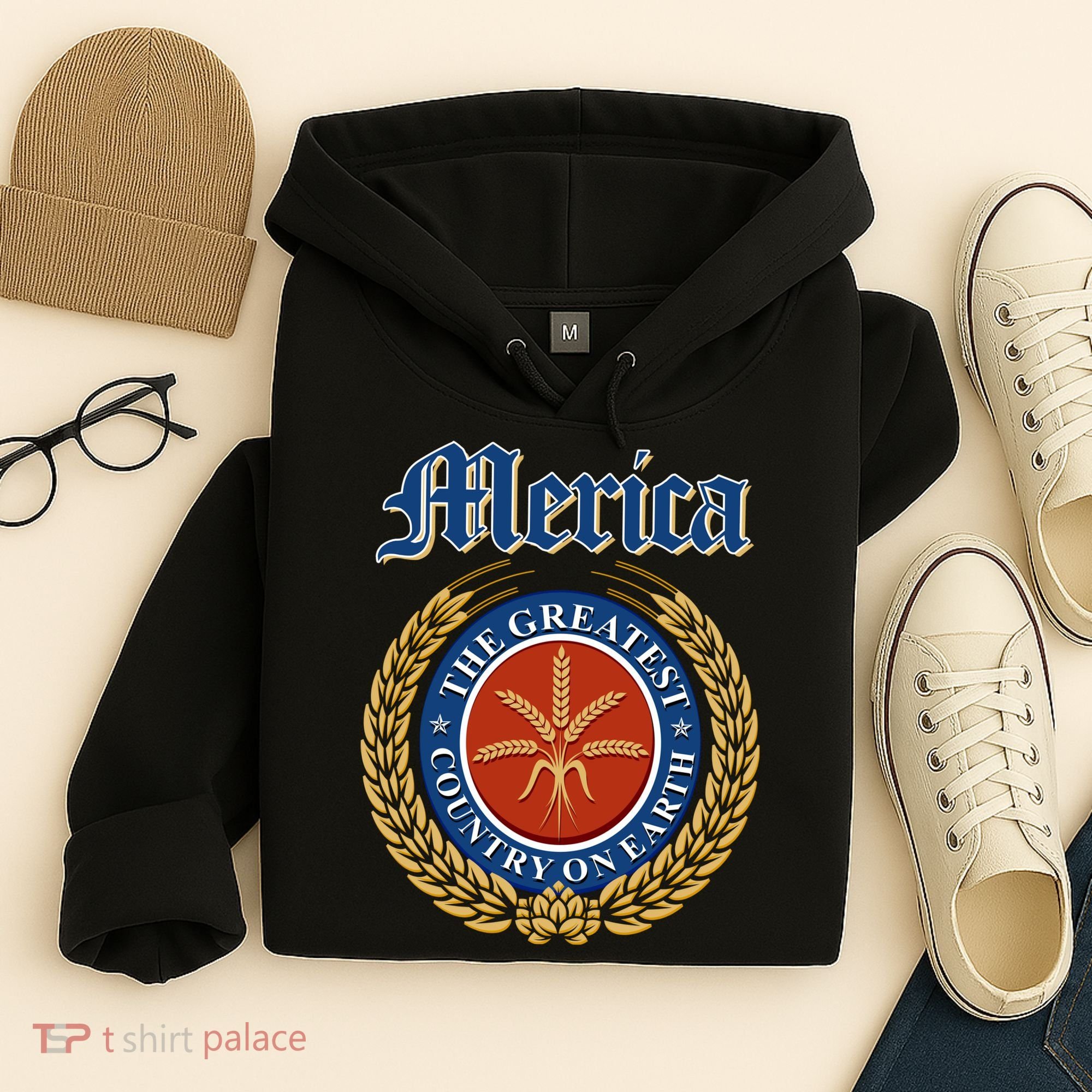 Merica The Greatest Country On Earth Beer Label  Hoodie