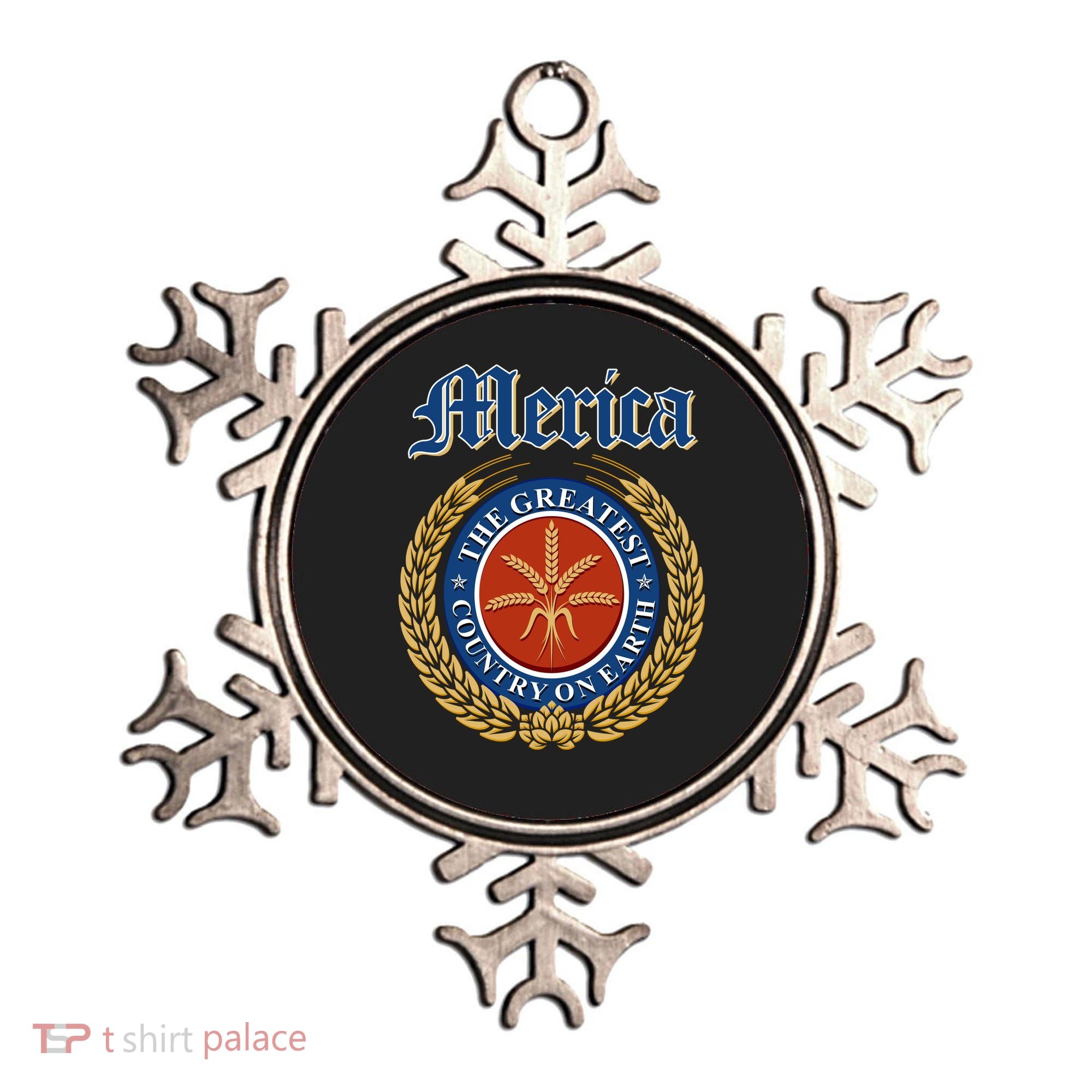 Merica The Greatest Country On Earth Beer Label  Ornament