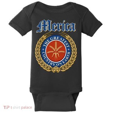 Merica The Greatest Country On Earth Beer Label  Baby Bodysuit