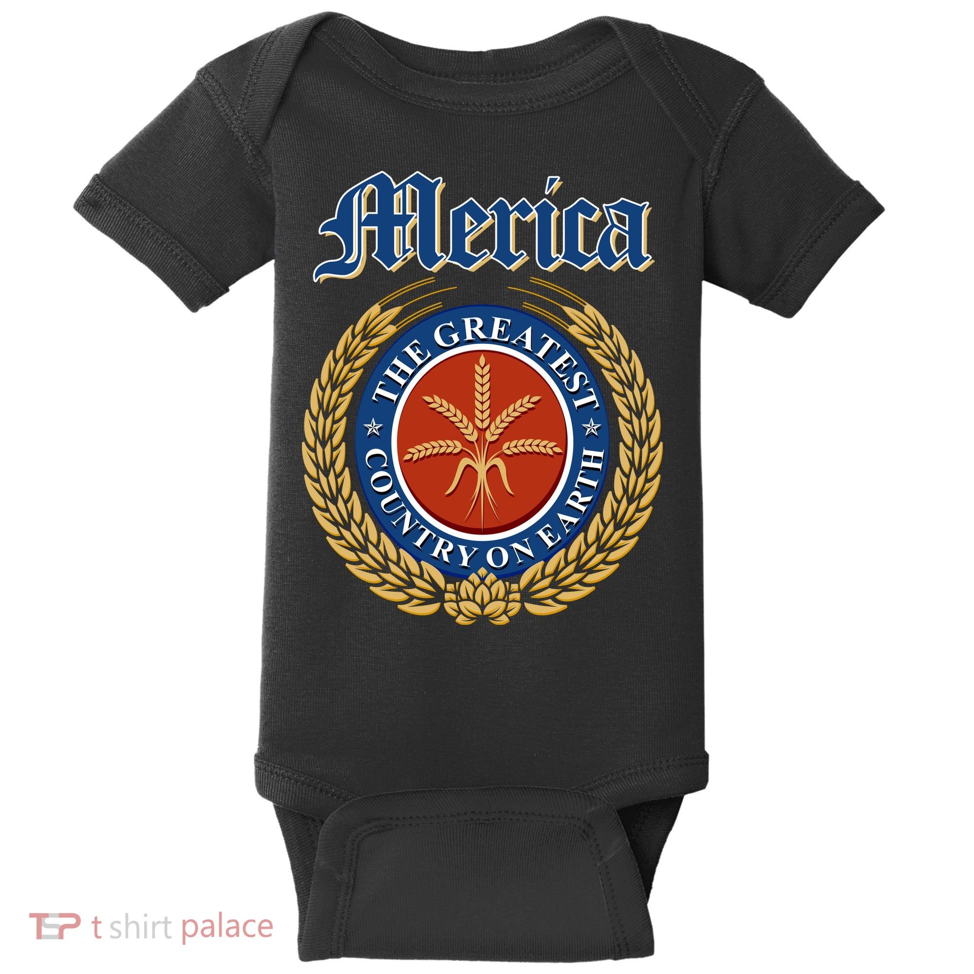 Merica The Greatest Country On Earth Beer Label  Baby Bodysuit