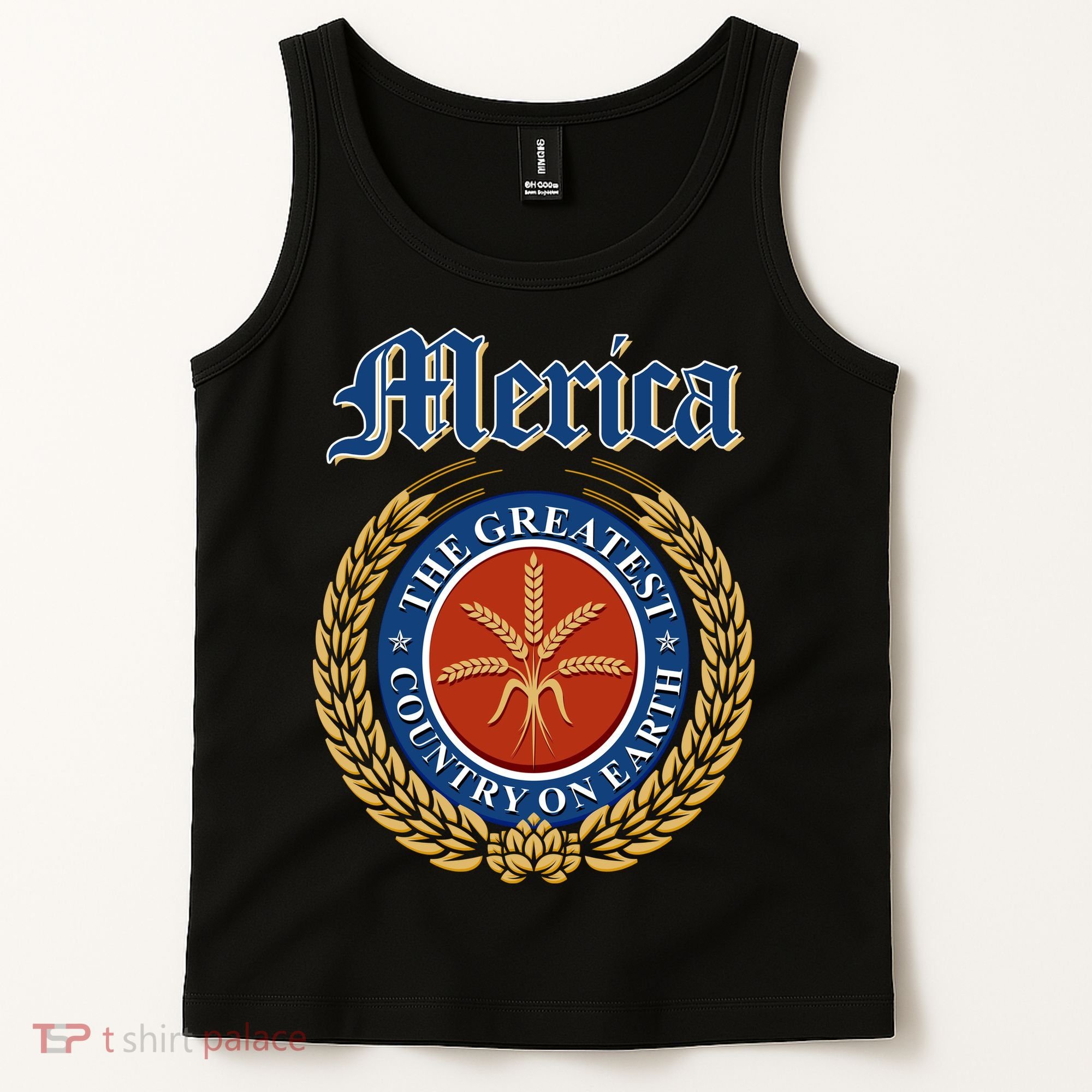 Merica The Greatest Country On Earth Beer Label  Tank Top