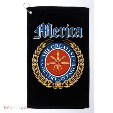 Merica The Greatest Country On Earth Beer Label  Golf Towel