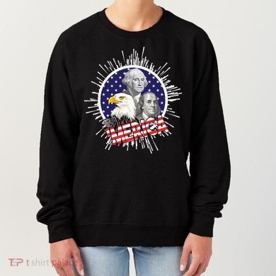 Merica US Presidents Bald Eagle USA Flag Women's Sweatshirt