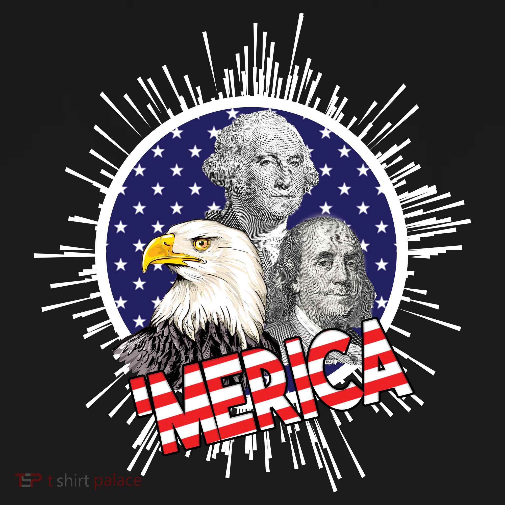 Merica US Presidents Bald Eagle USA Flag USA-Made Doggie Bandana