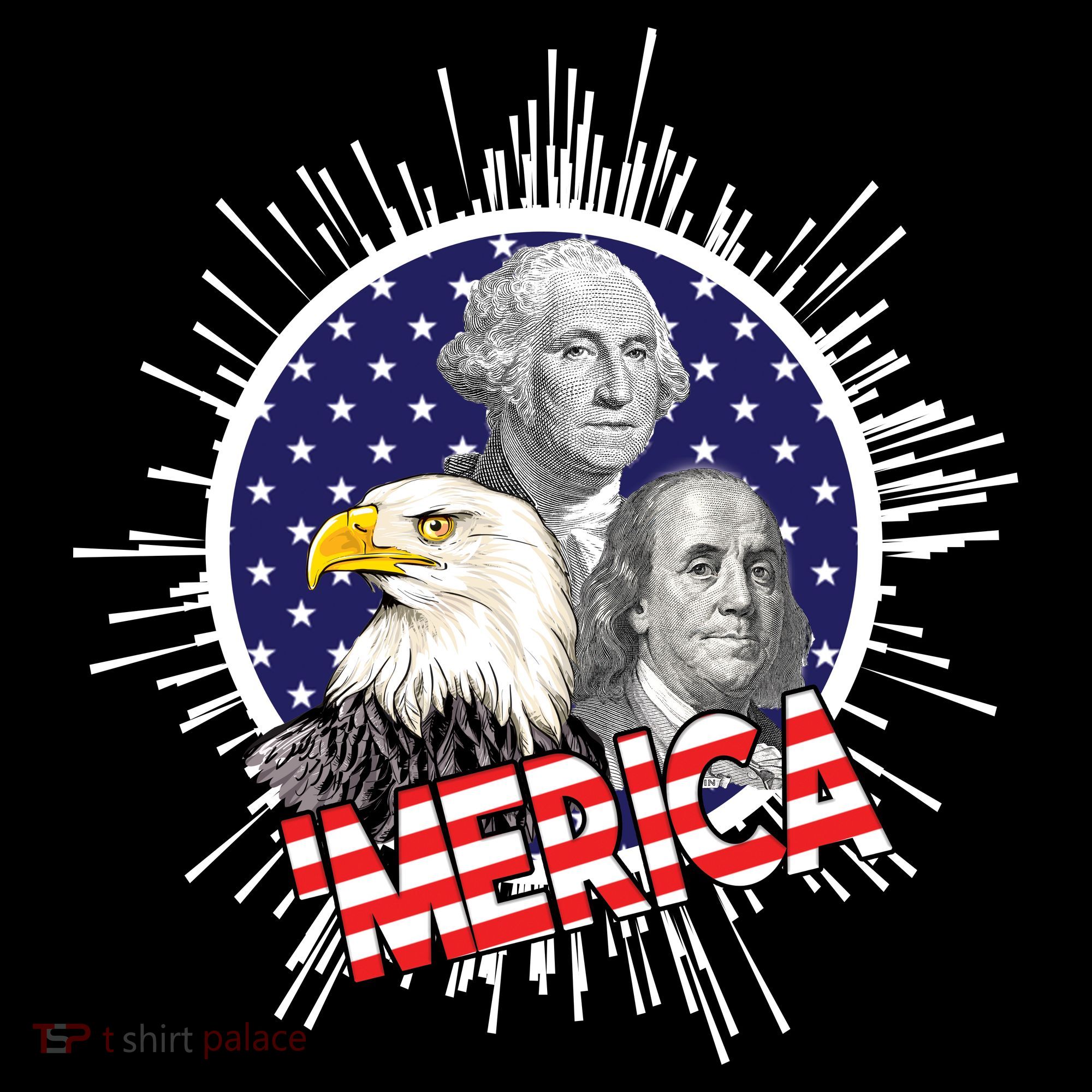 Merica US Presidents Bald Eagle USA Flag Bucket Hat