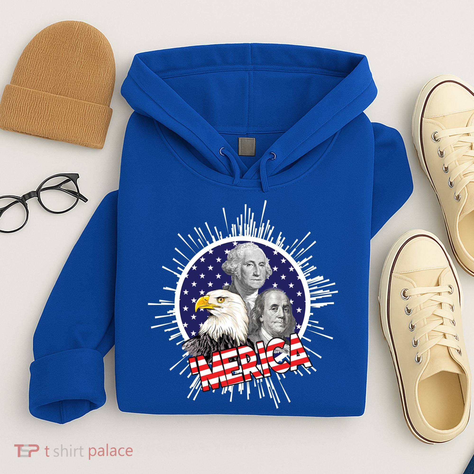 Merica US Presidents Bald Eagle USA Flag Hoodie