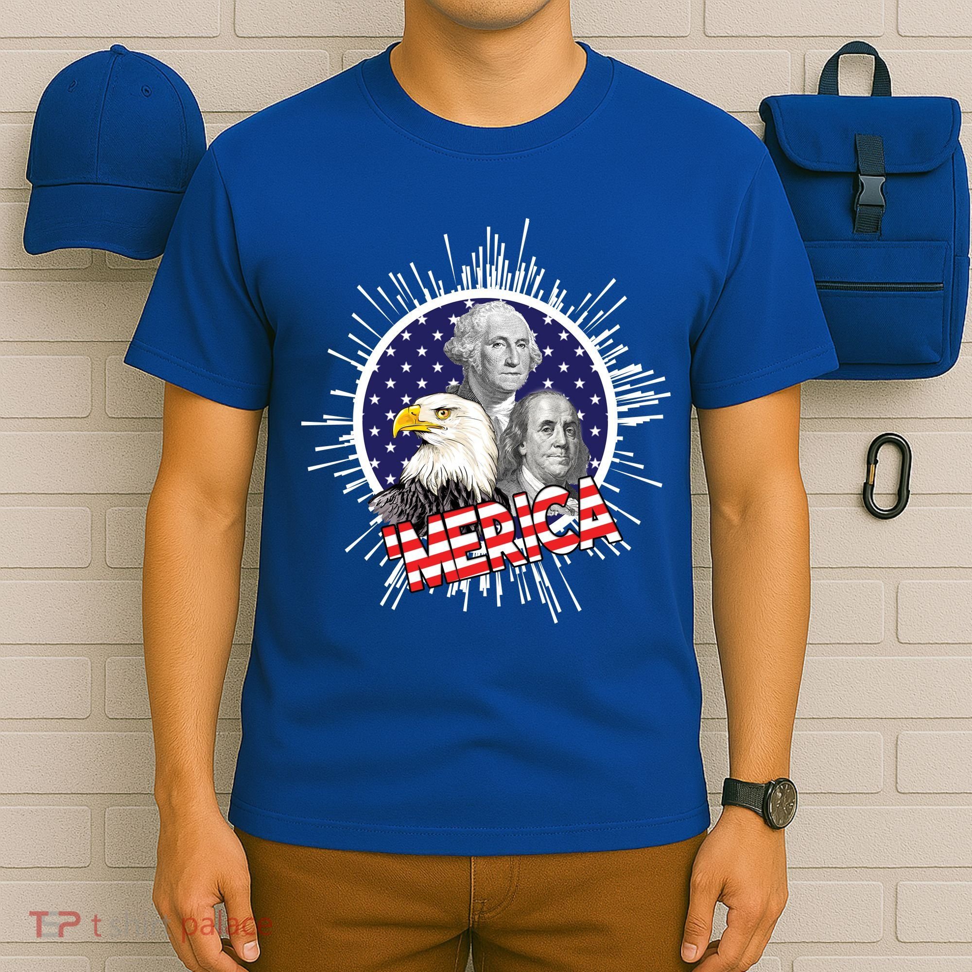 Merica US Presidents Bald Eagle USA Flag T-Shirt